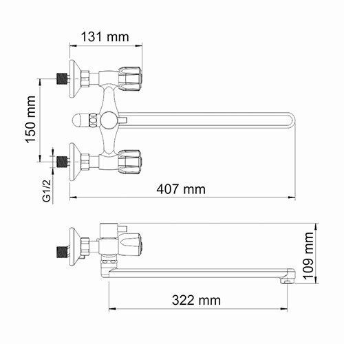 Ампер (Amper) 2902L Смеситель для ванны с длинным изливом