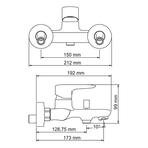 Фильс (Vils) 5601 Смеситель для ванны с коротким изливом