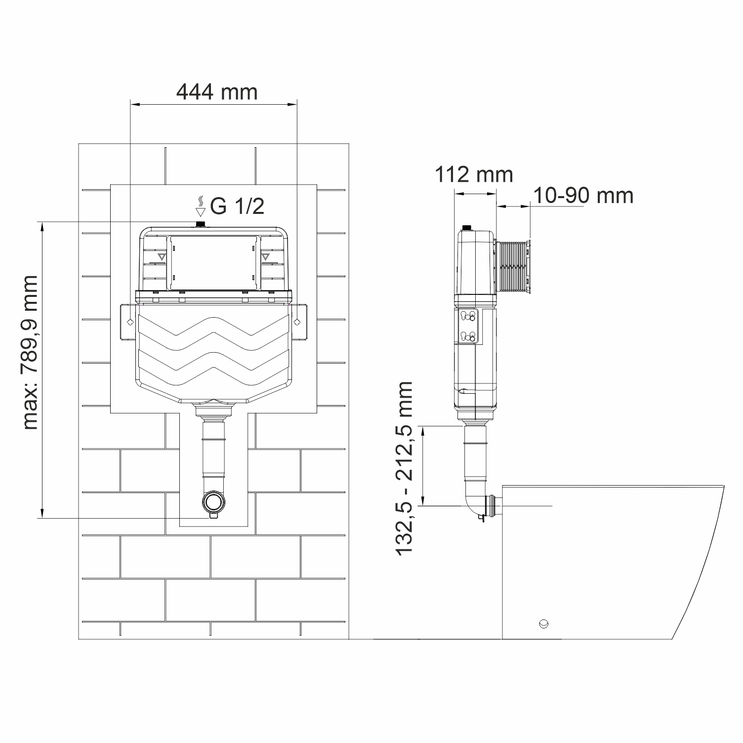 Аллер (Aller) 10TLT.031.ME.PG02 Встраиваемый смывной бачок