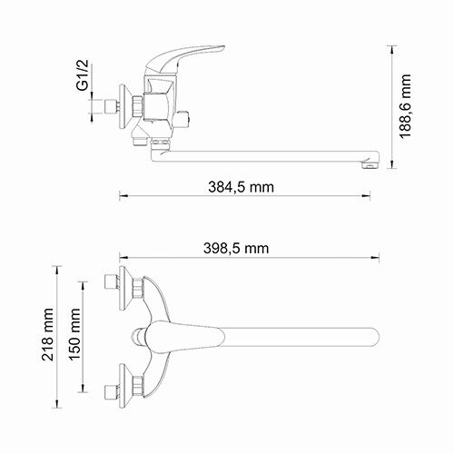 Россель (Rossel) 2802L Смеситель для ванны с длинным изливом